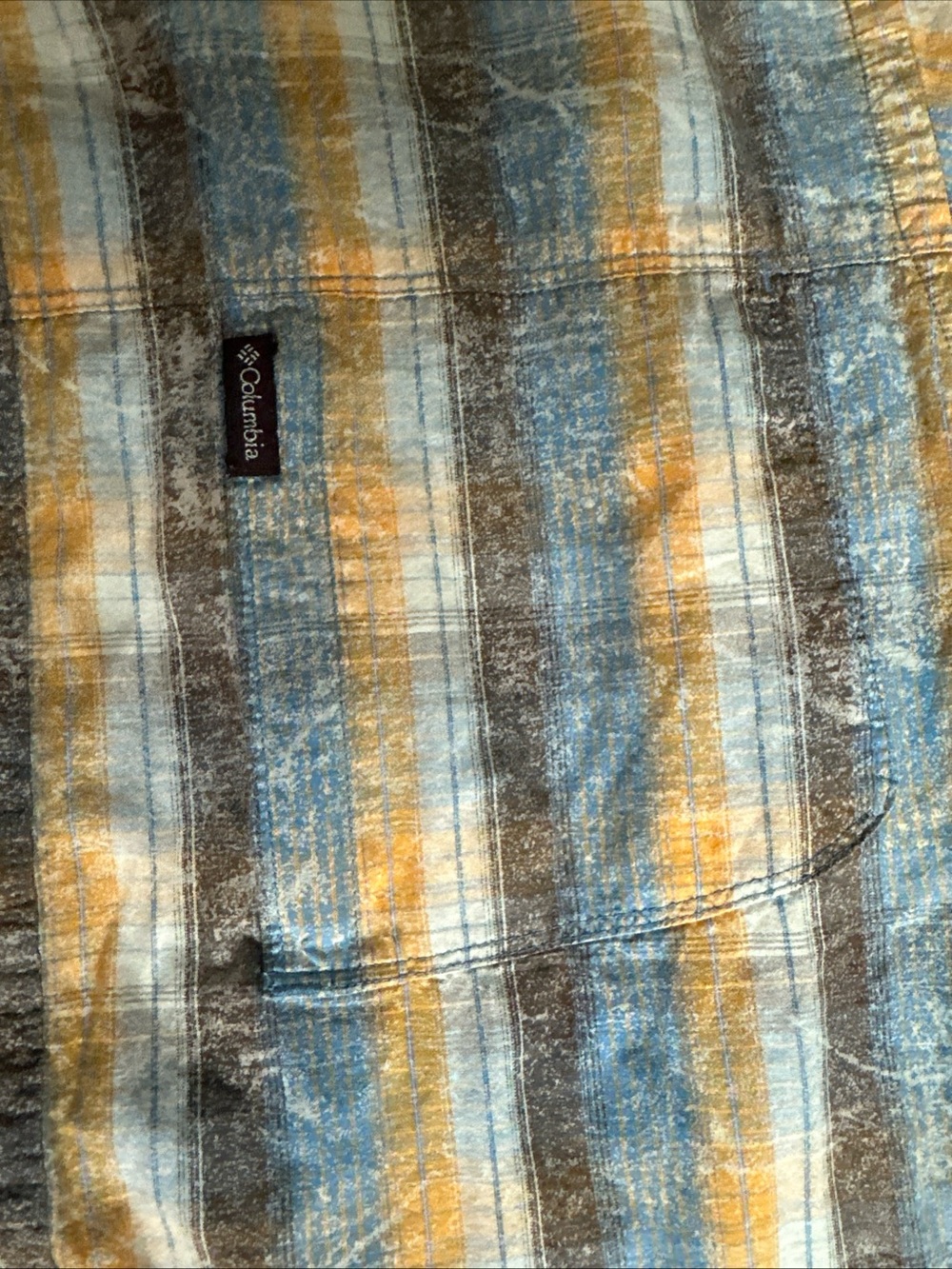 Columbia Short-Sleeve Plaid Button-Down Shirt — Blue and orange - Picture 6 of 7